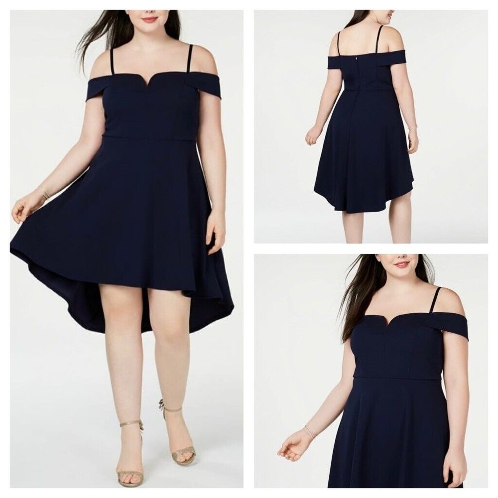 CITY STUDIO NEW Women's Plus Size New Cold-shoulder Fit & Flare Dress Blue 20W